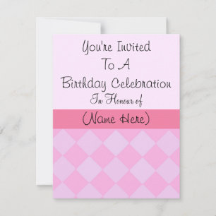 Pink Diamond Birthday Invitation