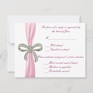 Pink Diamond Bow Wedding Response Card