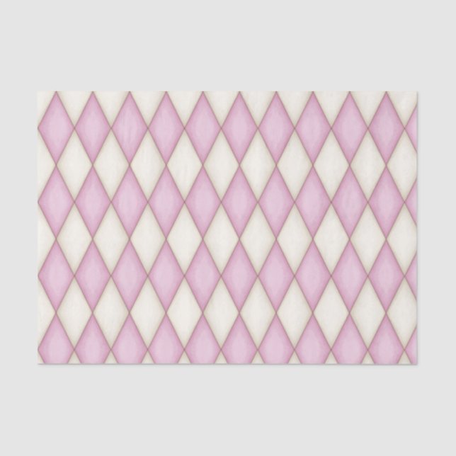Pink Diamond Check Mediaeval Fairytale Princess Tissue Paper (Front)