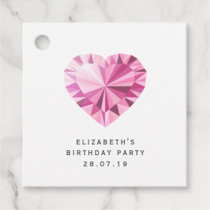 Pink Diamond Gemstone with Luxury Faux Leather Favour Tags