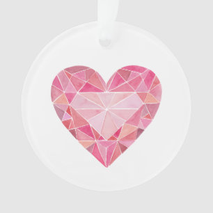 Pink Diamond Heart Gem Glam Chic Love Note Ornament