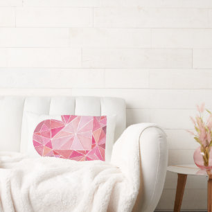 Pink Diamond Heart Gem LOVE YOU Valentine Lumbar Cushion