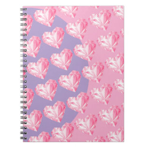 Pink Diamond Heart Pattern – Cute & Stylish Design Notebook