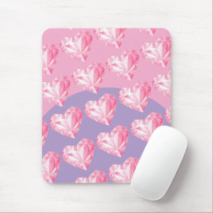 Pink Diamond Heart Pattern  – Cute & Stylish Mouse Pad