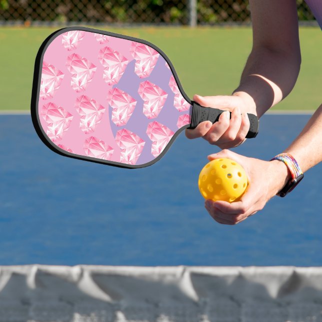Pink Diamond Heart Pattern  – Cute & Stylish Pickleball Paddle (Insitu)