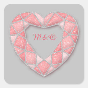 pink diamond heart stickers