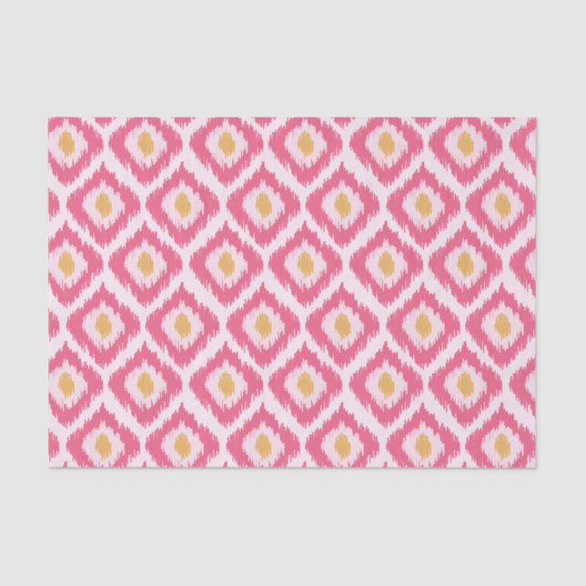 Pink Diamond Ikat Pattern Tissue Paper (Front)