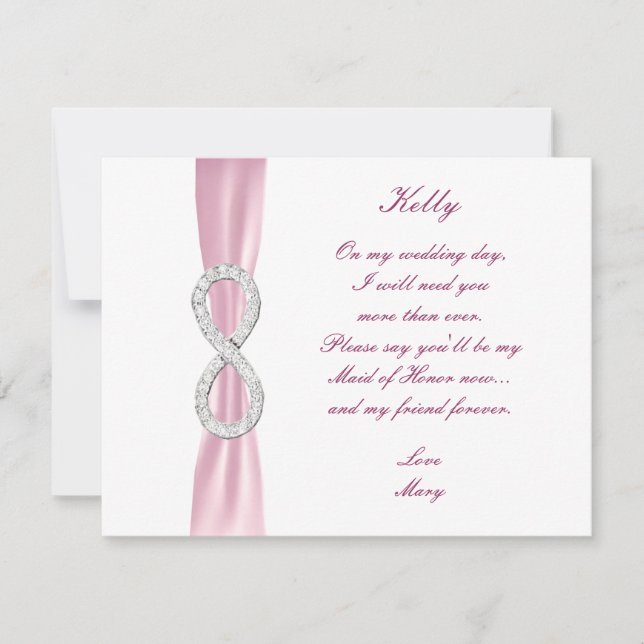 Pink Diamond Infinity Wedding Maid Of Honour Card (Front)