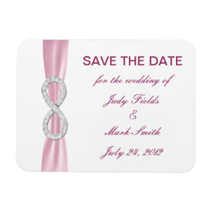 Pink Diamond Infinity Wedding Save The Date Magnet