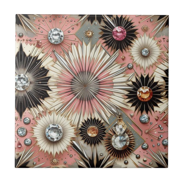 Pink Diamond Mid Century Modern  Ceramic Tile (Front)