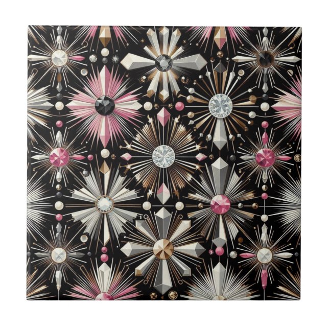 Pink Diamond Mid Century Modern  Ceramic Tile (Front)