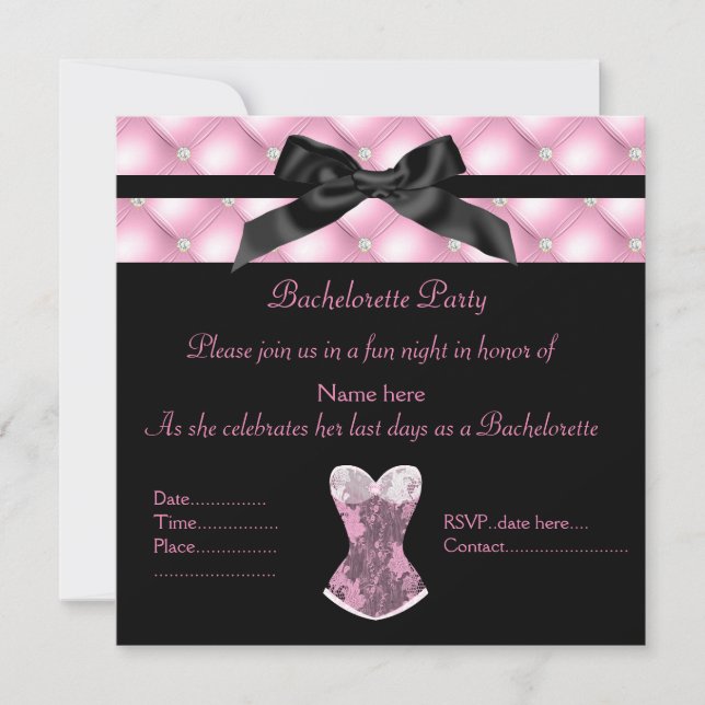 PInk diamond new deSign black classy corset Invitation (Front)