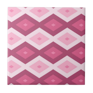 Pink diamond pattern ceramic tile