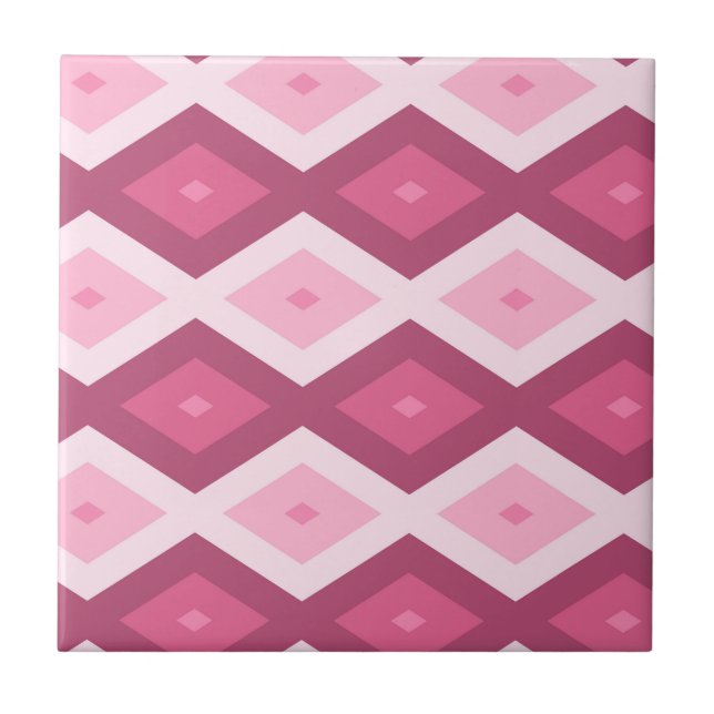 Pink diamond pattern ceramic tile (Front)