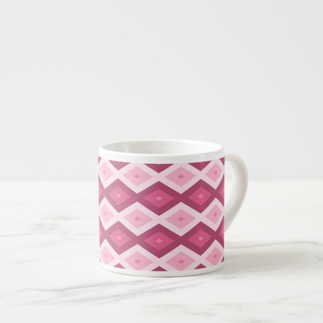 Pink diamond pattern espresso cup (Front Right)