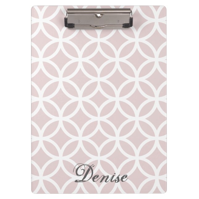 Pink Diamond Pattern Personalised Clipboard (Front)