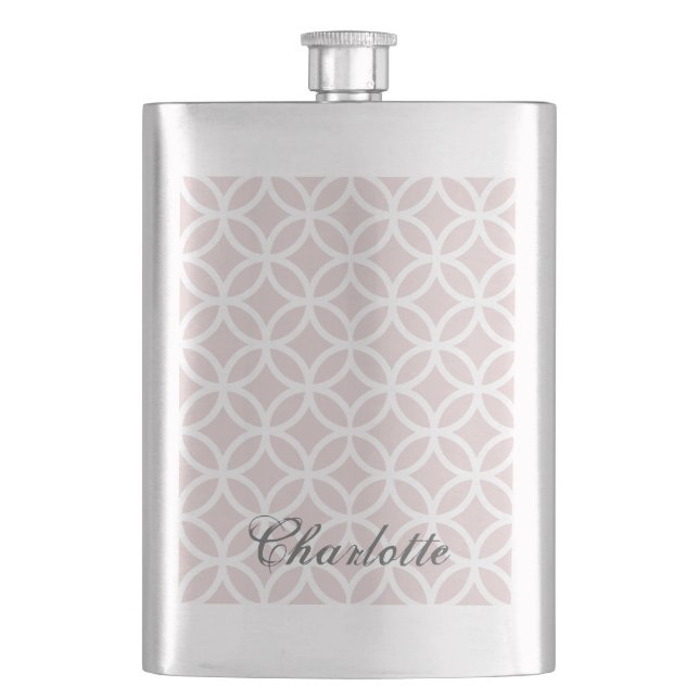 Pink Diamond Pattern Personalised Flask (Front)