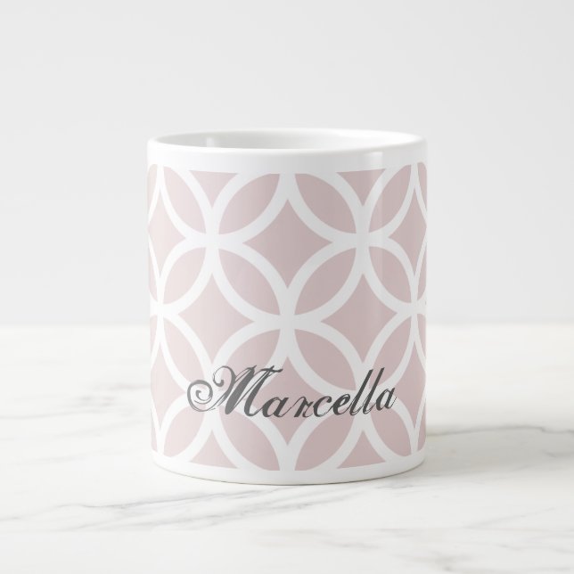 Pink Diamond Pattern Personalised Giant Coffee Mug (Front)