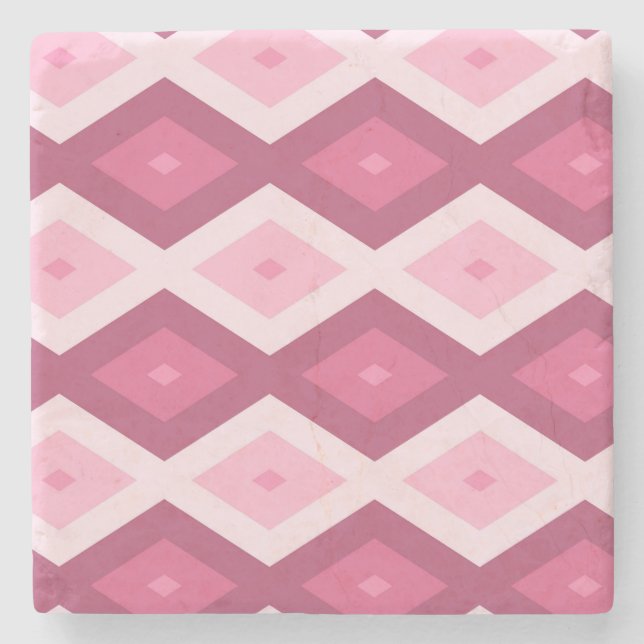 Pink diamond pattern stone coaster (Front)