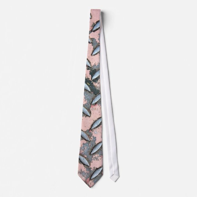 Pink Diamond Plate Metal Tie (Front)