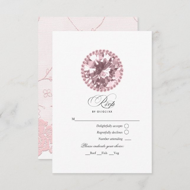 Pink Diamond Quinceañera RSVP Card (Front/Back)