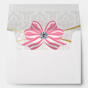 Pink Diamond Ribbon with Pink Damask Envelope