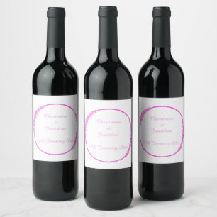 PINK DIAMOND RING WHITE CUSTOMIZABLE WINE LABEL