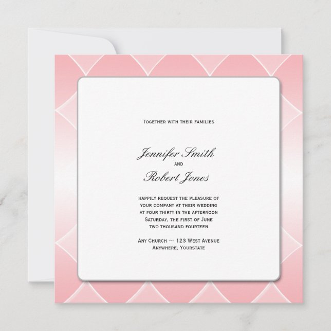 Pink Diamond Rounded Corners Wedding Invitation (Front)