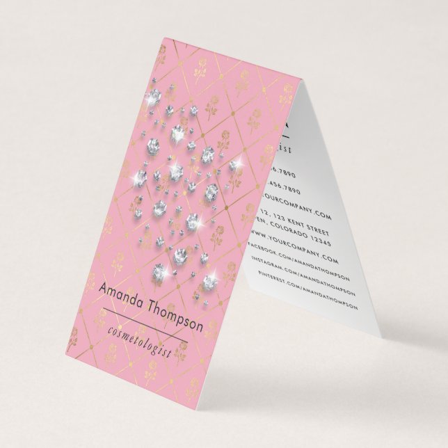 Pink Diamond Sparkle Glitter Business Card (Front)