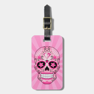 Pink Diamond Sugar Skull Luggage Tag