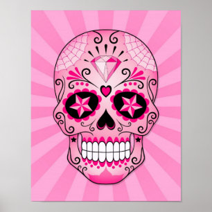 Pink Diamond Sugar Skull Poster