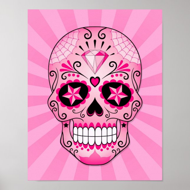 Pink Diamond Sugar Skull Poster (Front)