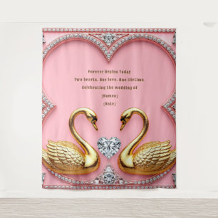 Pink Diamond Swan Wedding Love Arch Design Tapestry