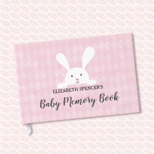 Pink Diamond White Bunny Rabbit Baby Memory Book