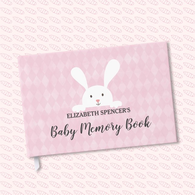 Pink Diamond White Bunny Rabbit Baby Memory Book (Creator Uploaded)