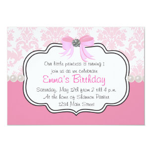 Pink Diamonds and Pearls Damask Invitation