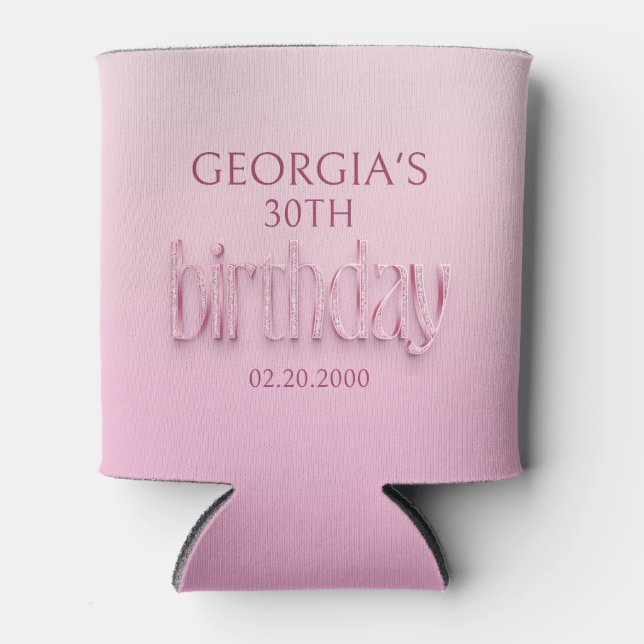 Pink Diamonds Birthday Can Cooler (Front)
