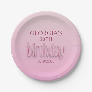Pink Diamonds Birthday Paper Plate