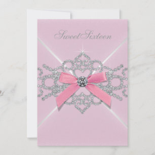 Pink Diamonds Pink Sweet 16 Birthday Party Invitation