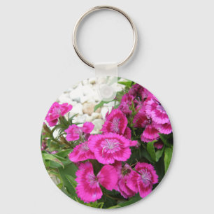 Pink Dianthus/Sweet William Key Ring