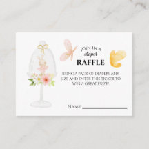Pink diaper raffle baby shower game enclosure card