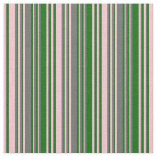 Pink, Dim Grey & Dark Green Stripes Fabric