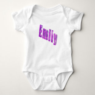 Pink Dimensional Emily Name, Baby Bodysuit
