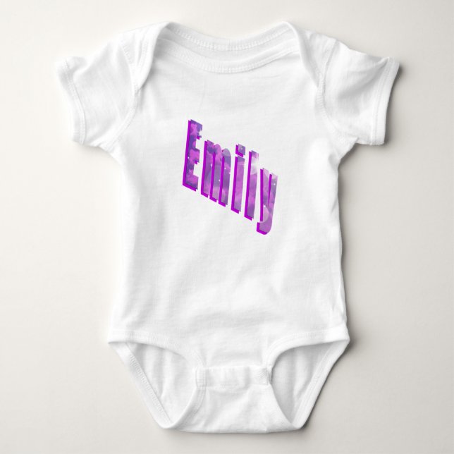 Pink Dimensional Emily Name, Baby Bodysuit (Front)