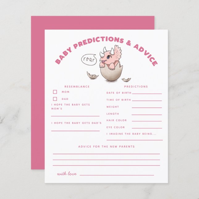 Pink Dinosaur Baby Predictions & Advice  (Front/Back)