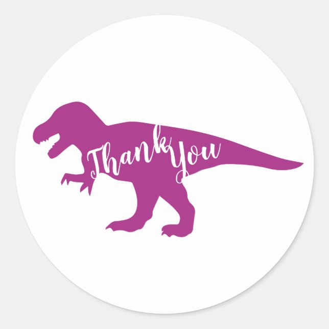 Pink Dinosaur Baby Shower Classic Round Sticker (Front)