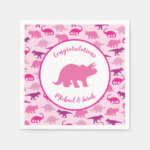 Pink Dinosaur Baby Shower Cute Dino Girl Napkin