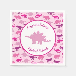 Pink Dinosaur Baby Shower Napkin