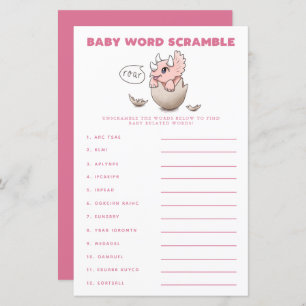 Pink Dinosaur Baby Word Scramble Game 