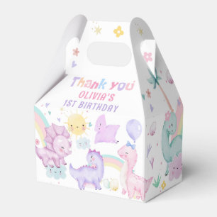 Pink Dinosaur Birthday Favor Box